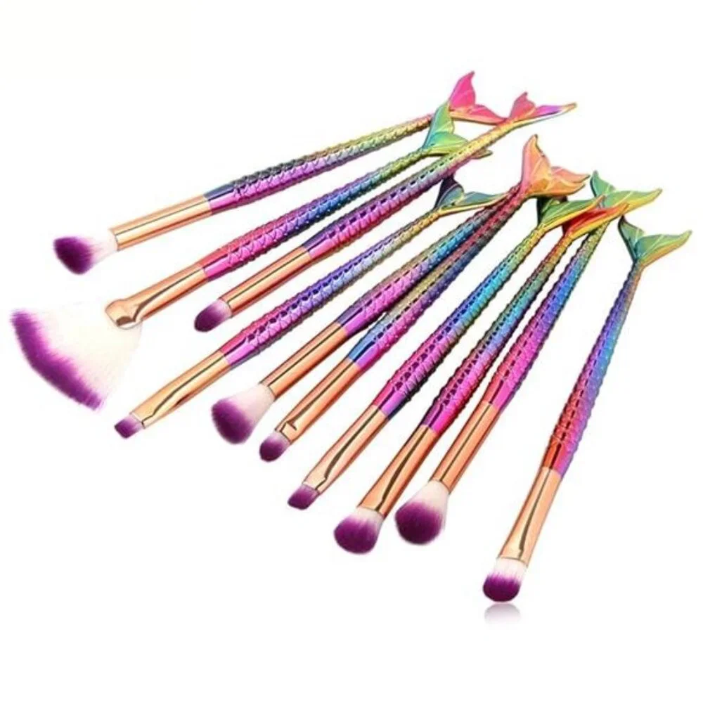 10 Pcs Mermaid Eye Makeup Brushes Set, Professional Eyeshadow Makeup